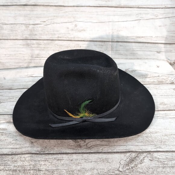 Biltmore Black Wool Felt Silver Bacall Western Cowboy Hat Men’s - Picture 3 of 7